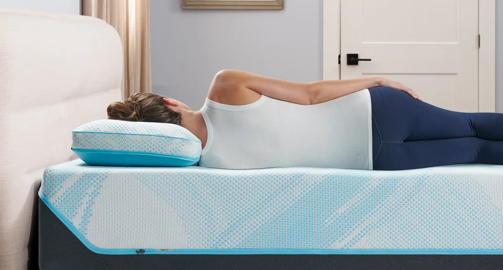 Tempur-Pedic TEMPUR-Breeze ProHi Pillow with cooling cover and contoured support for enhanced sleep comfort