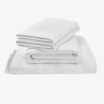 White bamboo rayon sheet set by Tempur-Pedic, showing smooth, soft bed sheets made from bamboo fabric.