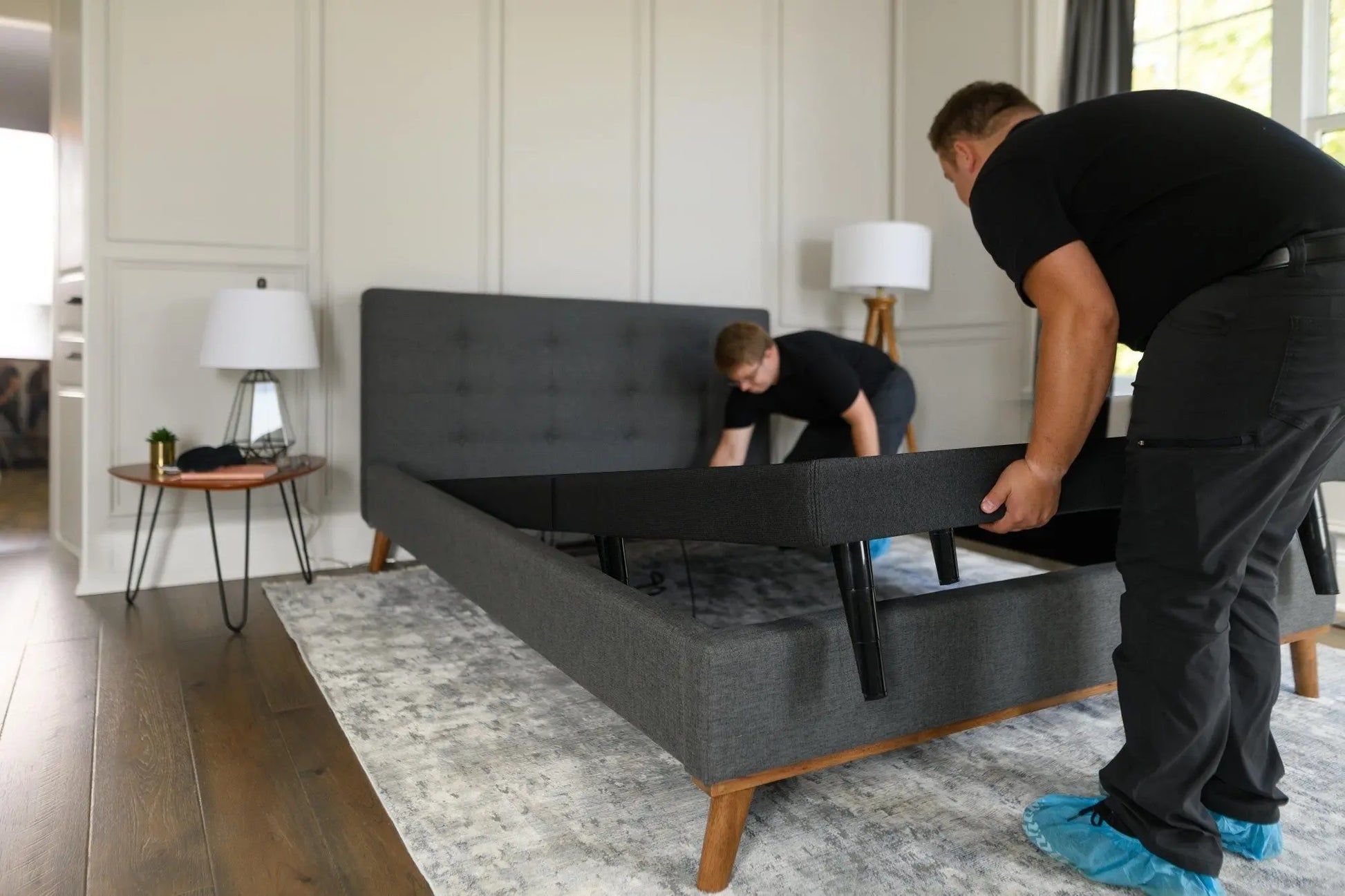 Tempur-Pedic Ease® Power Base with adjustable head and foot sections, remote control, and modern design for customizable comfort