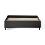 Malouf Eastman charcoal platform bed frame with a straight, sturdy base and minimalist design for modern bedroom decor.