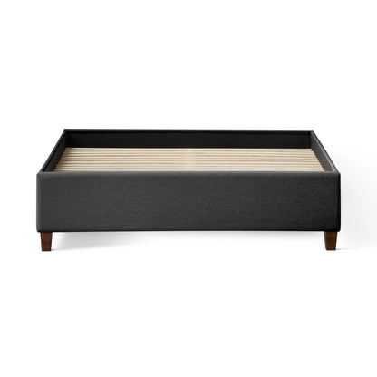 Malouf Eastman charcoal platform bed frame with a straight, sturdy base and minimalist design for modern bedroom decor.