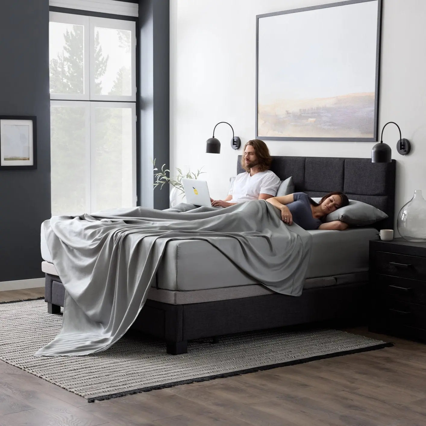 Malouf botanical sheet set made from TENCEL Lyocell fiber, featuring smooth, breathable fabric and nature-inspired design.