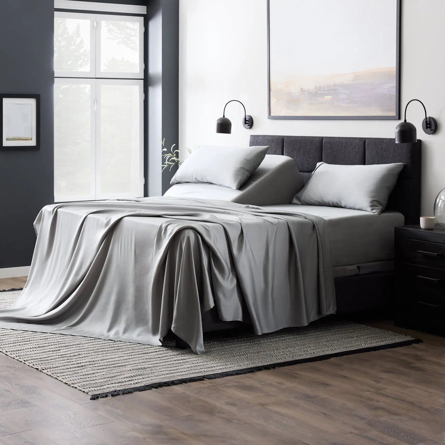 Malouf botanical sheet set made from TENCEL Lyocell fiber, featuring soft, breathable fabric and a natural floral design.