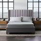 Malouf smooth bamboo rayon sheet set in ash color, showing soft, crisp bed sheets with a gentle sheen and natural fiber texture.