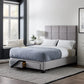 Malouf Duncan platform bed frame with a sturdy wooden design and clean lines, shown in a wide-angle view.