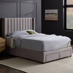 Malouf Blackwell headboard in black fabric with tufted design, showcasing a stylish, modern bedroom furniture piece