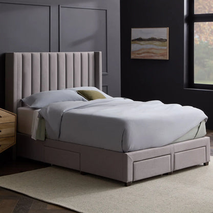Malouf Blackwell headboard in black fabric with tufted design, showcasing a stylish, modern bedroom furniture piece
