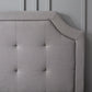 Close-up of the Malouf Carlisle Headboard showcasing its detailed corner design and elegant fabric upholstery.