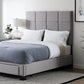 Malouf Scoresby headboard with upholstered fabric and button-tufted design, shown in a modern bedroom setting.