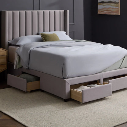 Malouf Watson Platform Bed Frame in sleek wood finish, showcasing sturdy construction and modern design.