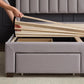 Malouf Watson platform bed frame shown from corner angle, featuring a modern wooden design with clean lines and sturdy construction.
