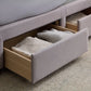 Malouf Watson platform bed frame with built-in storage drawers, showcasing a modern design and sturdy construction.