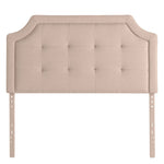 Malouf Carlisle headboard in Desert White, showcasing a stylish, upholstered design with clean lines and plush fabric for bedroom decor.