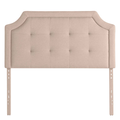 Malouf Carlisle headboard in Desert White, showcasing a stylish, upholstered design with clean lines and plush fabric for bedroom decor.