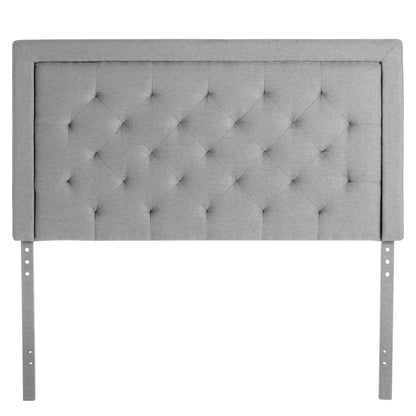 Malouf Hennessy rectangular stone-colored headboard with clean lines and plush fabric, designed for modern bedroom decor.