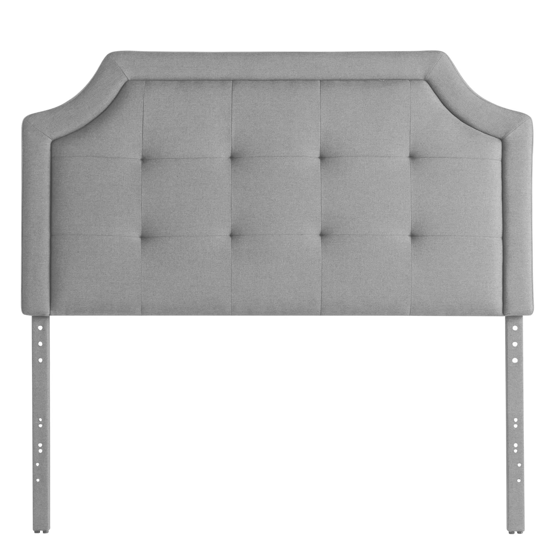Malouf Carlisle headboard in stone white fabric with tufted design, showcasing a modern, plush bedroom furniture piece.