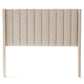 Malouf Blackwell headboard in oat fabric, sleek design, shown on a white bed frame with a straight-on view.