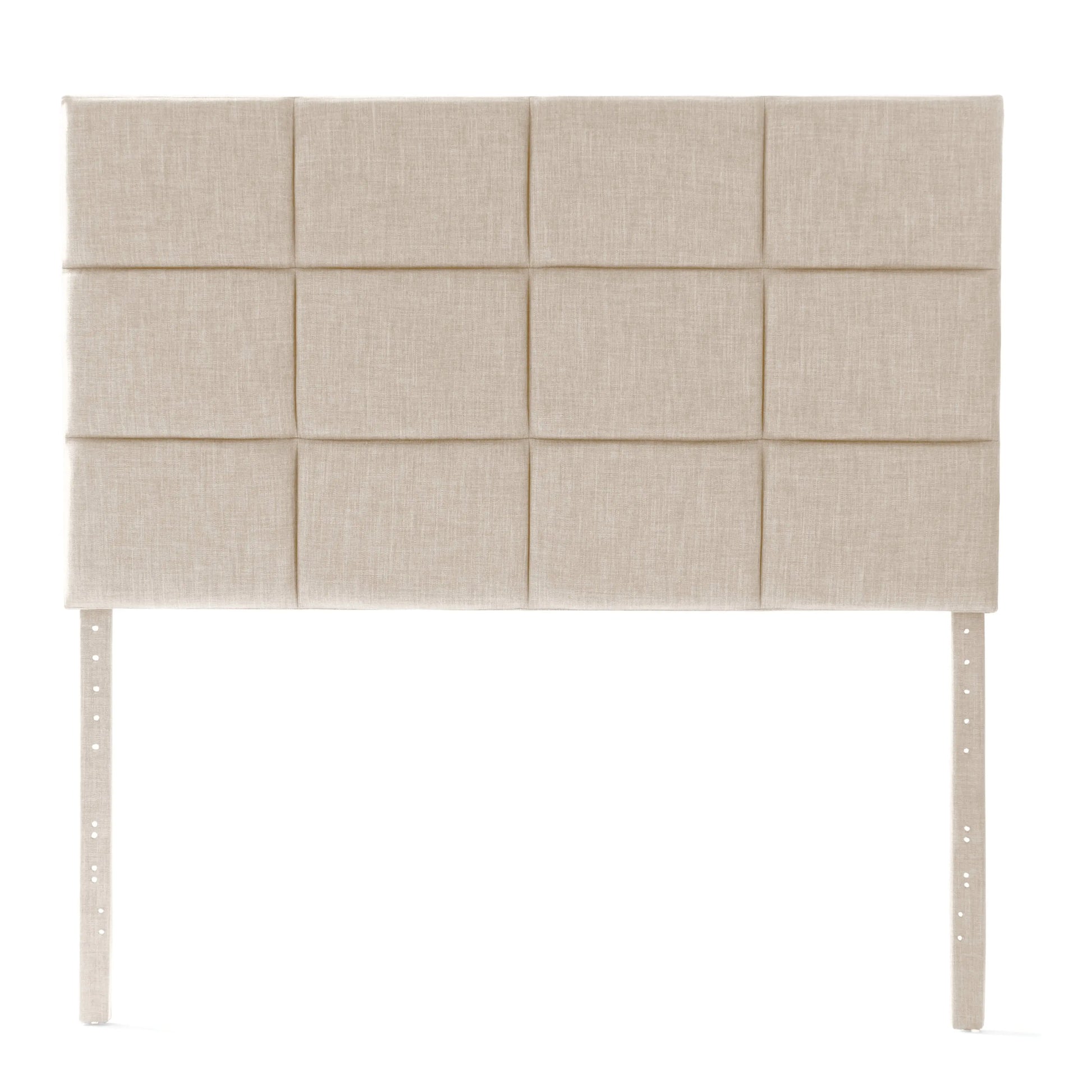 Malouf Scoresby Headboard in oat fabric on a white background, showcasing its sleek, modern design and straight profile.