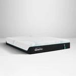 Medium queen-sized TEMPUR-Adapt mattress by Tempur-Pedic with a close-up view of the plush, textured surface and supportive design.