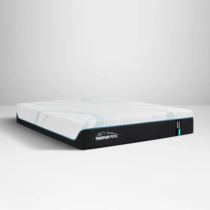 Medium queen-sized TEMPUR-Adapt mattress by Tempur-Pedic with a close-up view of the plush, textured surface and supportive design.
