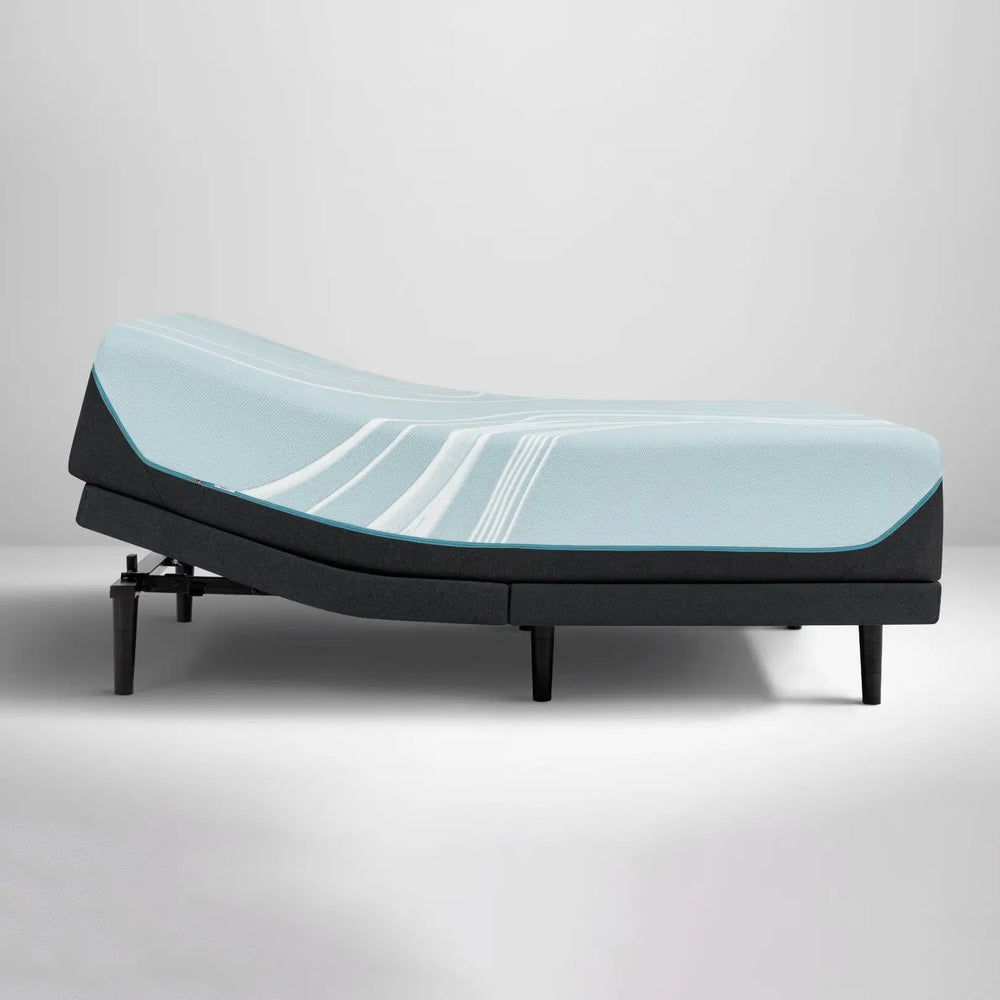 TEMPUR-LuxeAdapt mattress raised on an adjustable base