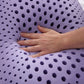 Malouf Zoned ActiveDough Lavender Pillow with hand-stitched detailing, showcasing its plush, supportive design and lavender fabric.