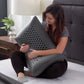 Malouf Zoned ActiveDough pillow with bamboo charcoal cover, showcasing its ergonomic shape and soft, breathable fabric.