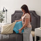 Malouf Shoulder Zoned Dough Pillow with breathable pillowcase showing its ergonomic design and soft, supportive surface.