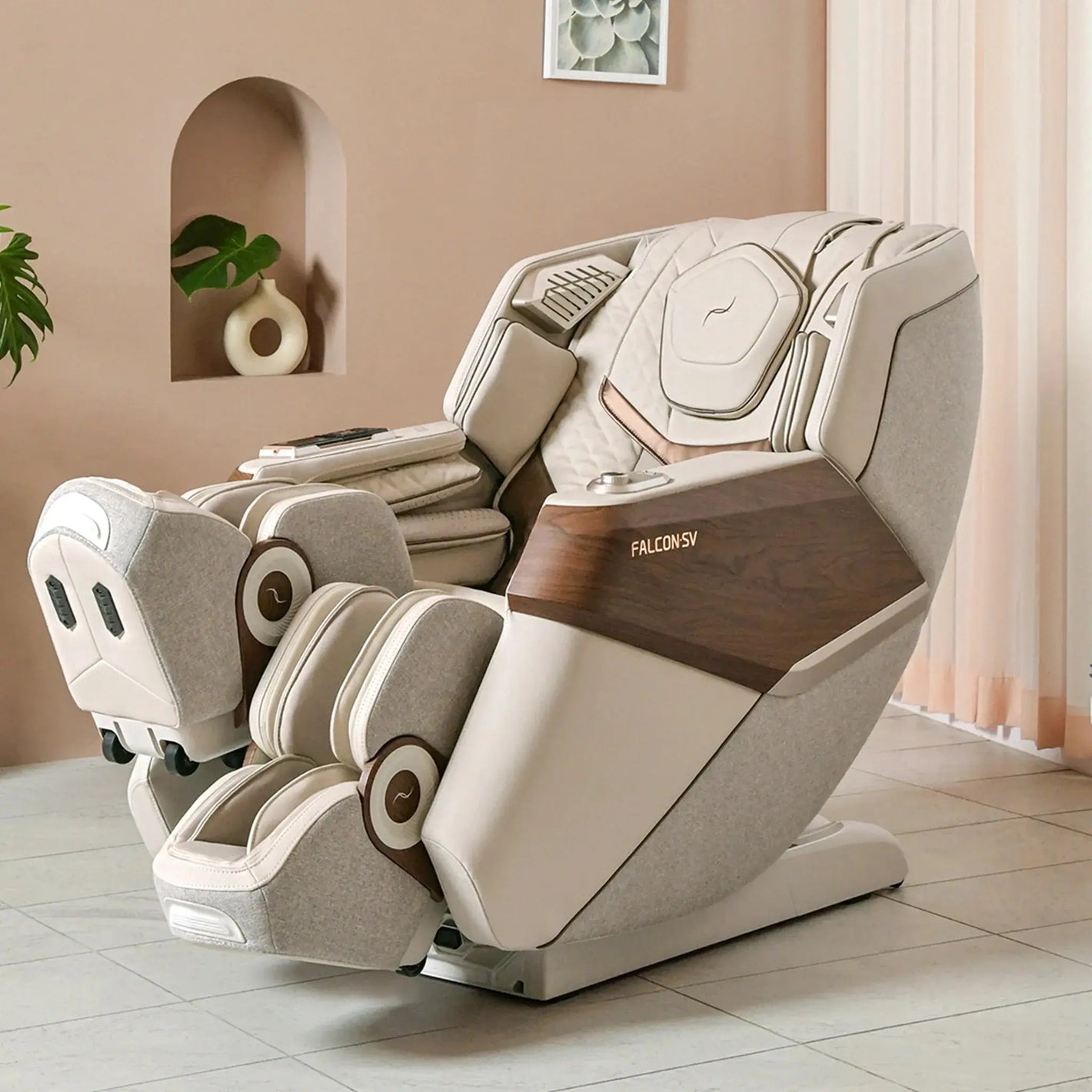 Healing Touch Bodyfriend Falcon SV 4D massage chair with sleek black design and advanced 4D massage rollers.