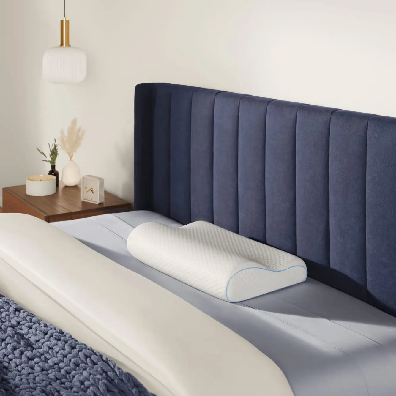 Tempur-Pedic TEMPUR-Neck Pillow with cooling cover, contoured memory foam for neck support and ergonomic comfort.