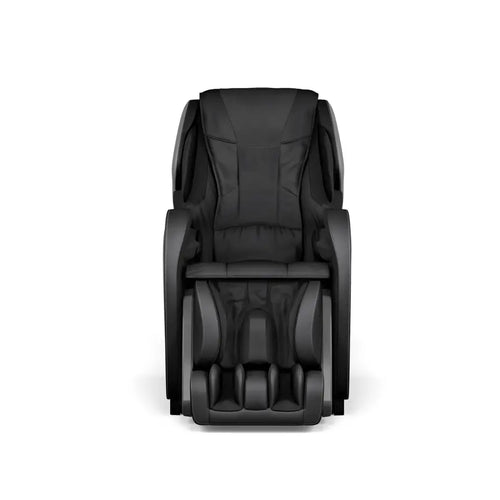 Panasonic MAF1 massage chair, black upholstery, front view