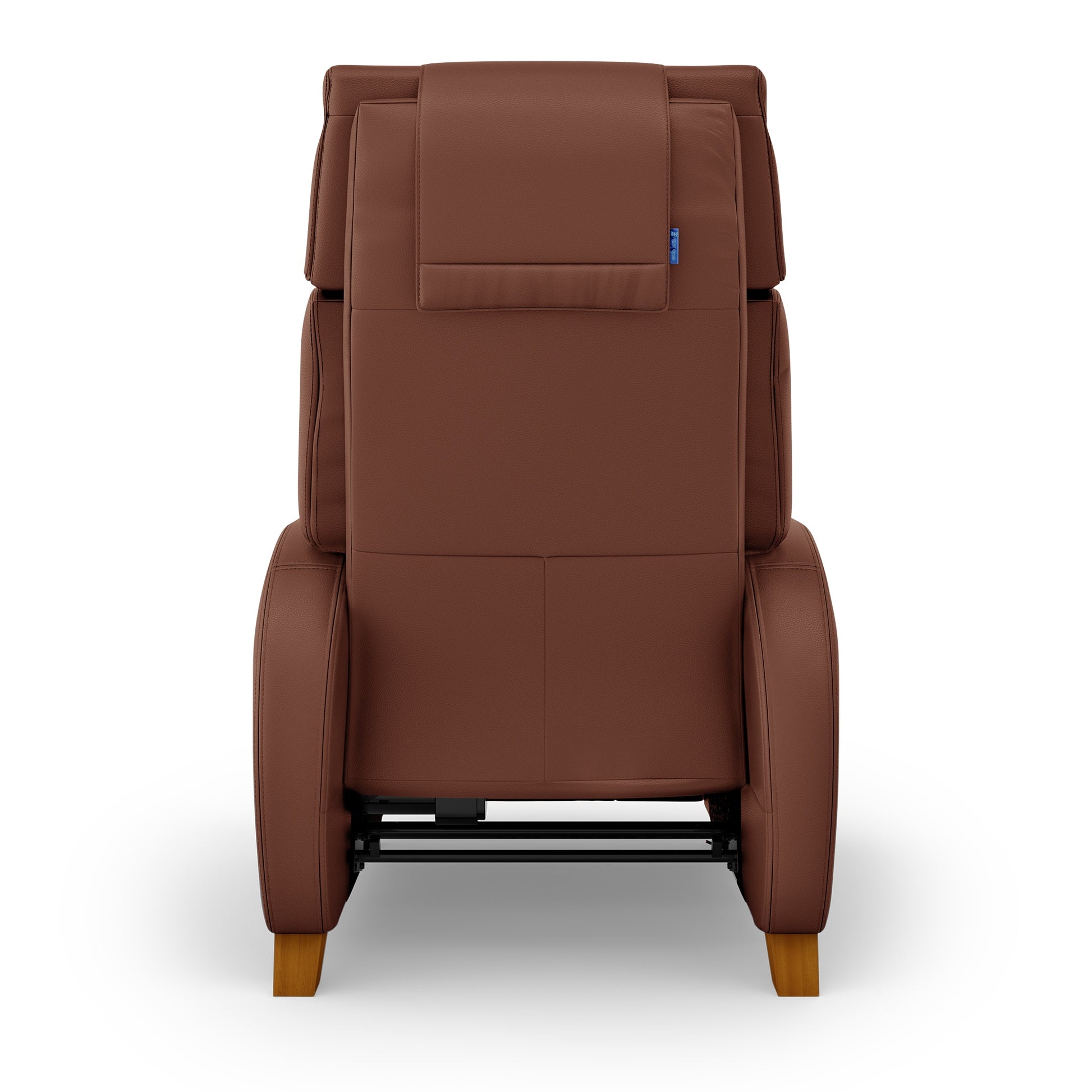 Positive Posture Cafe+ recliner in chestnut color, showcasing its upright position and ergonomic design for comfortable seating.