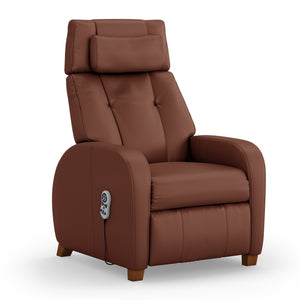 Positive Posture Cafe+ Recliner in chestnut finish, showing the ergonomic design and plush upholstery for comfortable seating.