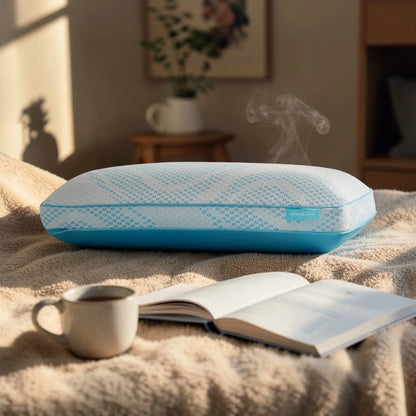 Tempur-Pedic TEMPUR-Breeze ProHi Pillow in white, showing its ergonomic shape and plush, supportive surface for better sleep.